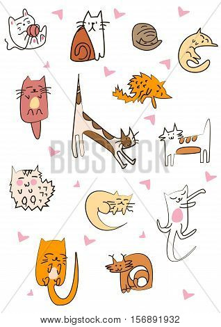 Great designed set of cute cartoon cats that can be used in various templates