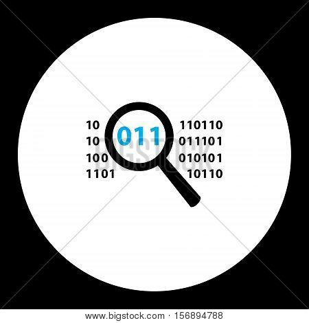Simple Black Magnifier Analyze Source Binary Code Eps10