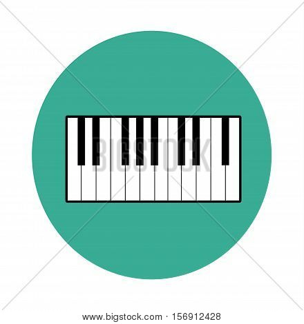 Piano Icon Musical Instrument Sign Isolated Flat Blue Circle Vector Stock