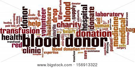 Blood donor word cloud concept. Vector illustration