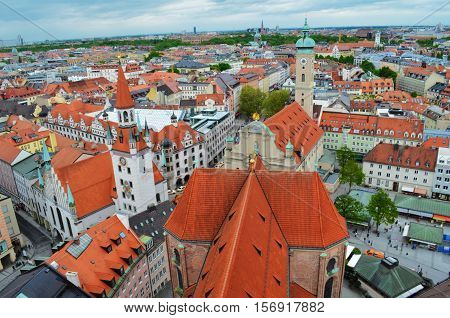 Panoramic view of the Old Town architecture of Munich Bavaria Germany