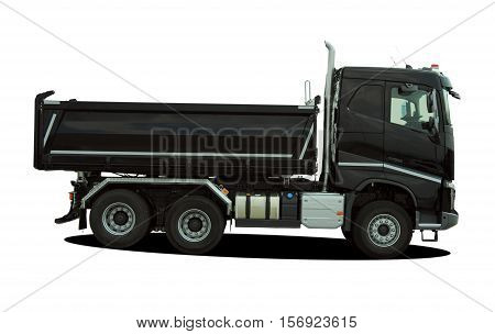 big tipper truck on the white background