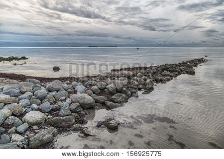 Ocean with Rocks and Clouds with Lilla and Stora Karlsö in the distance.