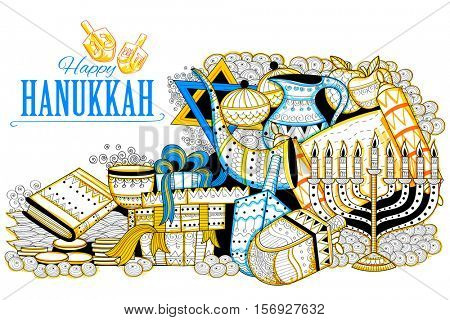 illustration of Happy Hanukkah, Jewish holiday background