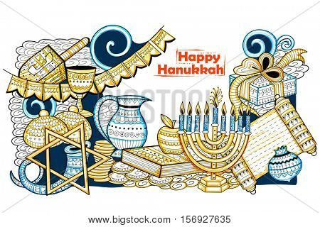 illustration of Happy Hanukkah, Jewish holiday background