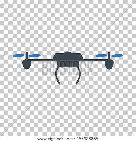 Drone EPS vector icon. Illustration style is flat iconic bicolor smooth blue symbol.