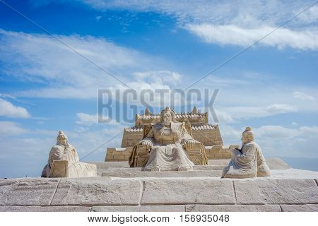 Genghis Khan Statue At Chaqia Salt Lake, China