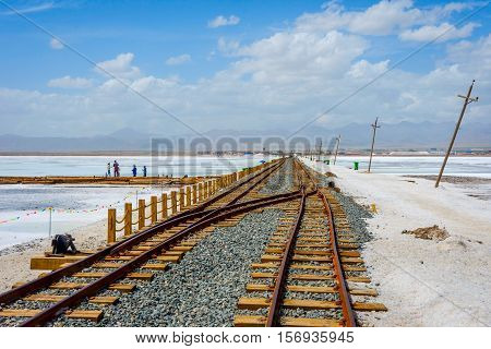 Old Railway At Chaqia (chakayan) Salt Lake, Qinghai, China