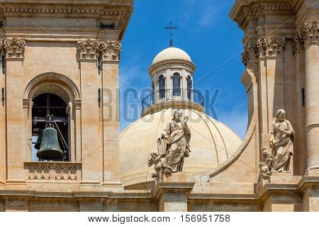 Noto Cathedral In Noto, Sicily, Italy.