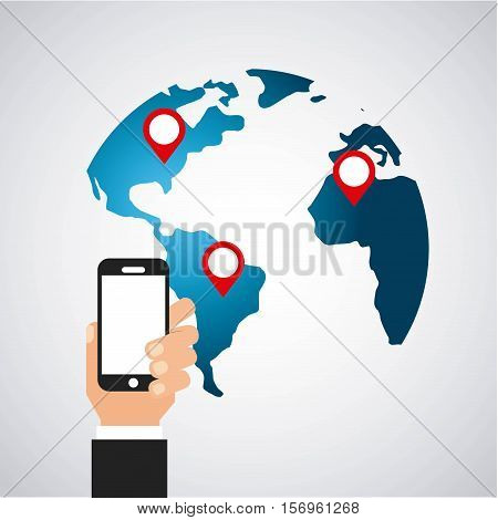 human hand holding over earht planet over white background. vector illustration