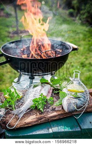 Roasting Tasty Fish With Lemon And Herbs