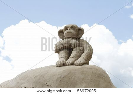 jelgava latvia 2016 sculpture monkey sky summer