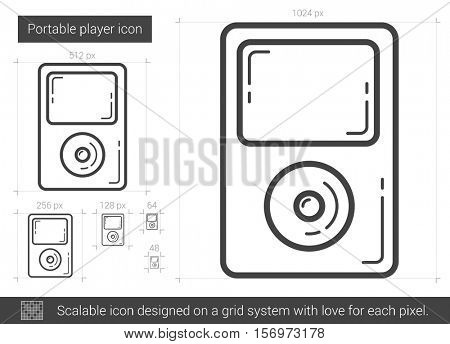 Portable player vector line icon isolated on white background. Portable player line icon for infographic, website or app. Scalable icon designed on a grid system.