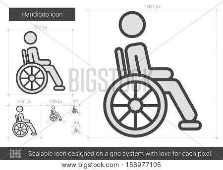 Handicap vector line icon isolated on white background. Handicap line icon for infographic, website or app. Scalable icon designed on a grid system.