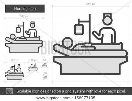 Nursing vector line icon isolated on white background. Nursing line icon for infographic, website or app. Scalable icon designed on a grid system.