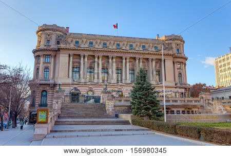 BUCHAREST, ROMANIA - DECEMBER 31: The Palace of the National Military Circle on December 31, 2015 in Bucharest. Considered a historic monument It was built in 1911 by architect Dimitrie Maimarolu.