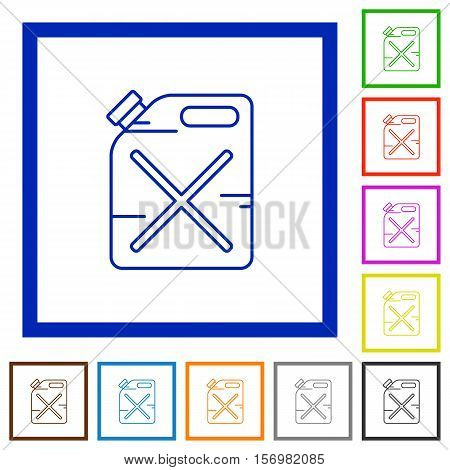 Gas can flat color icons in square frames