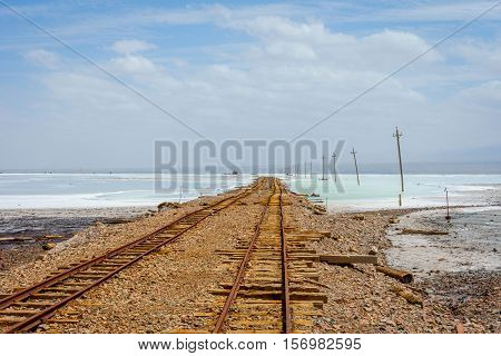 Old Railway At Chaqia (chakayan) Salt Lake, Qinghai, China
