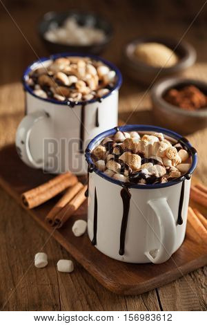 s'mores hot chocolate mini marshmallows cinnamon winter drink