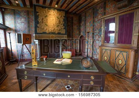 CASTLE OF BLOIS, BLOIS, FRANCE - CIRCA JUNE 2014: The interior of the Blois Castle in circa June, 2014. Blois is chateau in the town of Blois in the Loire valley, UNESCO World Heritage Site.