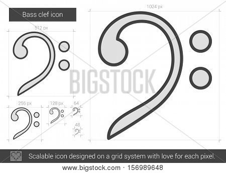 Bass clef vector line icon isolated on white background. Bass clef line icon for infographic, website or app. Scalable icon designed on a grid system.