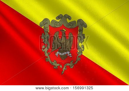 Flag of Palermo is a city in Insular Italy the capital of both the autonomous region of Sicily and the Metropolitan City of Palermo. 3d illustration
