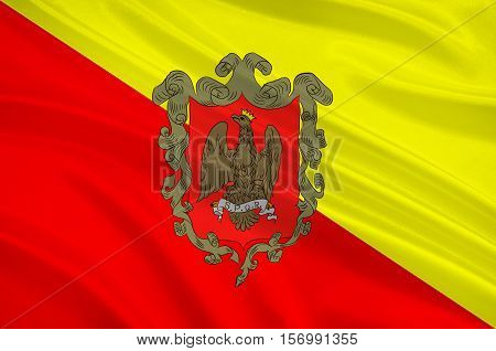 Flag of Palermo is a city in Insular Italy the capital of both the autonomous region of Sicily and the Metropolitan City of Palermo. 3d illustration