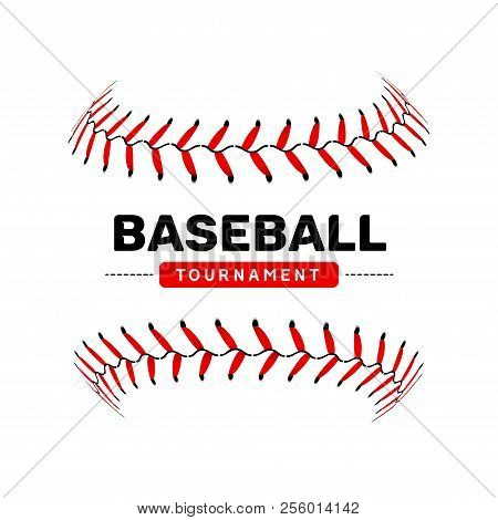 Baseball Lace Ball Illustration Isolated Symbol. Vector Baseball Background Sport Design.