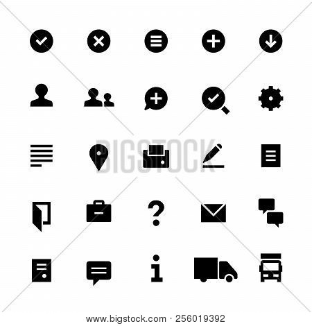 25 Icons For Web Services. Filled. Black On White.