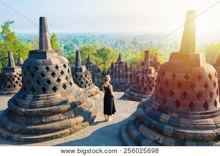 Sunrise In Borobudur, Greatest Buddhist Temple - Java.