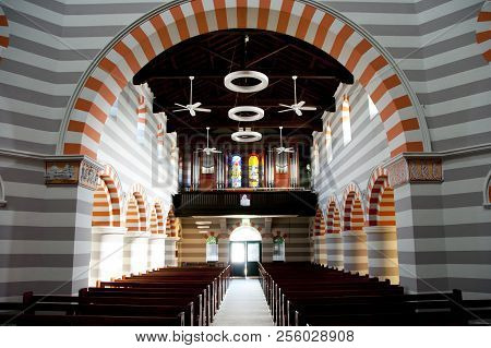 Geraldton, Australia - August 21, 2018: Interior Of St Francis Xavier Cathedral Built In 1926
