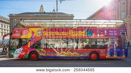 Genoa (genova), Italy, March 26, 2017 - Citysightseeing Bus Genova (genoa), Italy