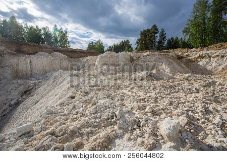 Kaolin White Clay Quarry Open Pit At Summer Day