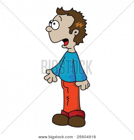 desenho de um menino olhando espantado Cartoon