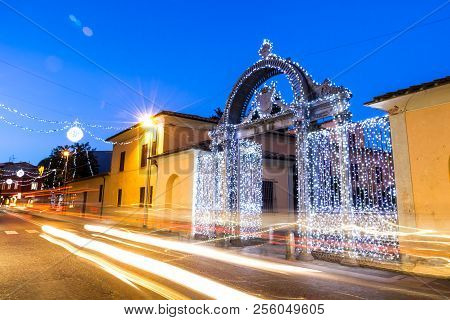 1840s Gate Of The Former Ironworks Complex In Follonica At Christmas Time