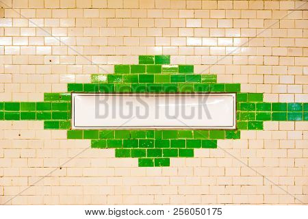 White Rectangular Panel With Copyspace On A Tiled Wall