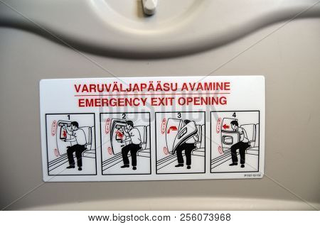 View in the passenger cabin of the Nordica liner during the flight Tallinn-Oslo. June 13,2018. Tallinn,Estonia