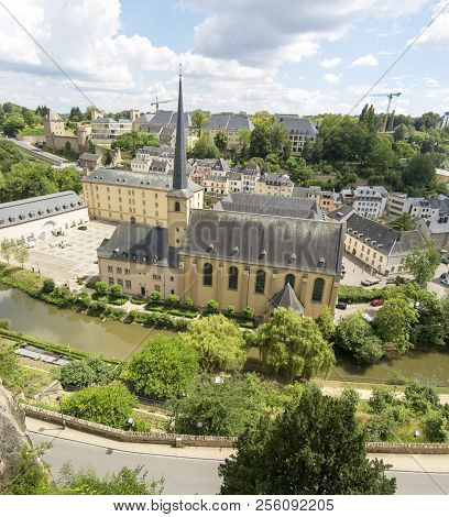 Luxembourg, Grand Duchy Of Luxembourg - July 06, 2018: Neumunster Abbey In The Lower City In Luxembo