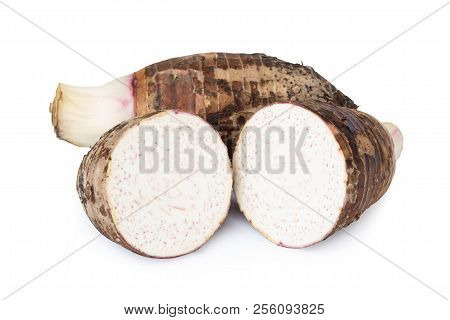 Sweet Taro Root, Satoimo Potatoes  Isolated On White Background.