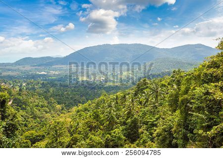 Namuang Waterfall On Koh Samui Island, Thailand In A Summer Day
