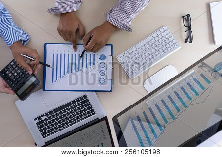 Analyzing The Work Accounting On Laptop  Investment Concept.
