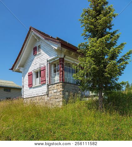 Mt. Rigi, Switzerland - July 19, 2018: Small House On Mt. Rigi, Close To The Rigi-staffel Railway St
