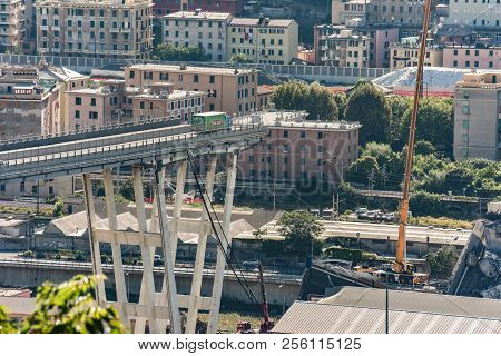 The Morandi Bridge  Of Genoa,  That Connected The Ligurian Riviera Of The Levante To The West, The A