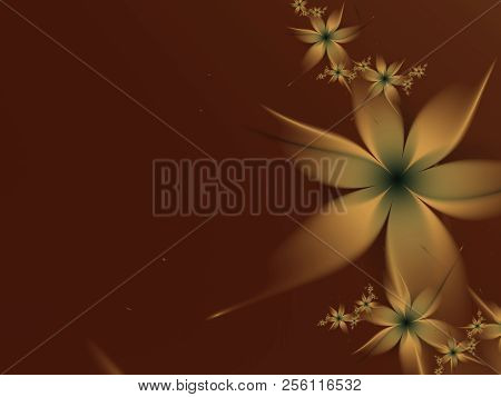 Fractal Image, Original Template For Inserting Text. Floral Design With Place For Text. Graphic Desi