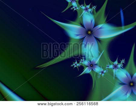Fantasy Fractal Image, Original Template For Inserting Text. Floral Design With Place For Text. Grap