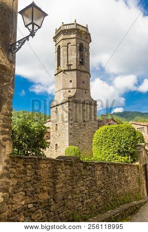 Antique Tower In The Village Of Rupit, Spain.