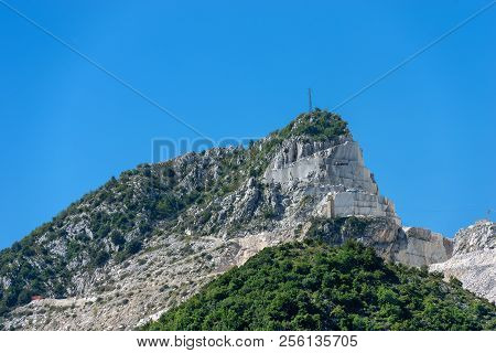 The Apuan Alps (alpi Apuane) With The Famous Marble Quarries (carrara White Marble). Tuscany, (tosca