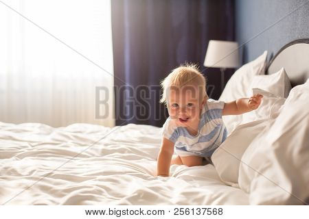 Beautiful Baby Boy, Lying In Bed, Playing In Bed After Bath, Sleeping