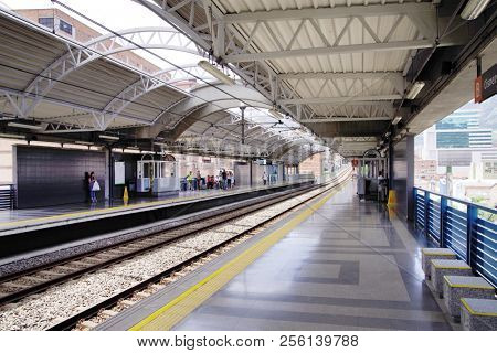 MEDELLIN, ANTIOQUIA, COLOMBIA, AUGUST 18, 2018: Platform of the Universidad Station of Metro de MedellÃ­n (Colombia) 