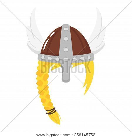 Vector Cartoon Style Viking Helmet With Beard Face Element Or Carnival Mask. Decoration Item For You